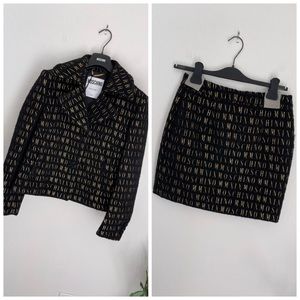 MOSCHINO Matching Suit Skirt & Blazer Monogram Print Size 6 NWT
